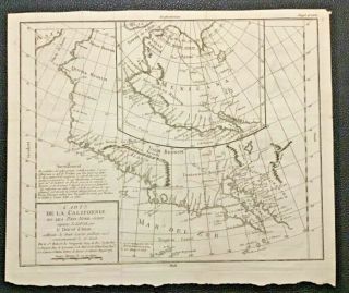 Rare Antique Map By Robert De Vaugondy 1773 " Carte De Californie " California
