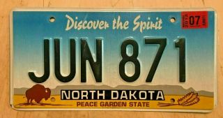 2013 North Dakota Passenger License Plate " Jun 871 " Nd June 8th 1971 Birthday