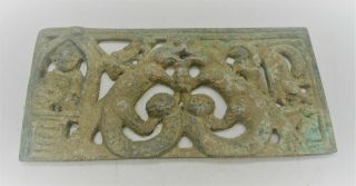 Ancient Gandhara Bronze Plaque With Animals And Seated Buddhas