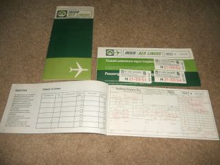 1971 Aer Lingus Irish Airlines 2 Tickets,  1ticket Sleeve 3 Baggage Tags
