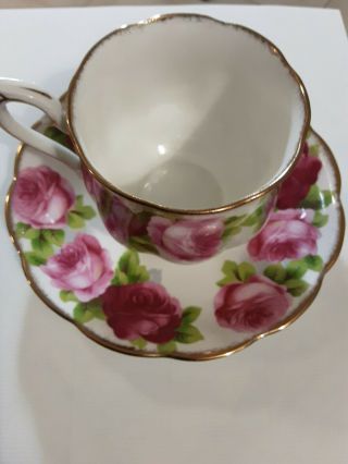 Vintage Royal Albert Footed Tea Cup & Saucer Old English Rose Bone China England