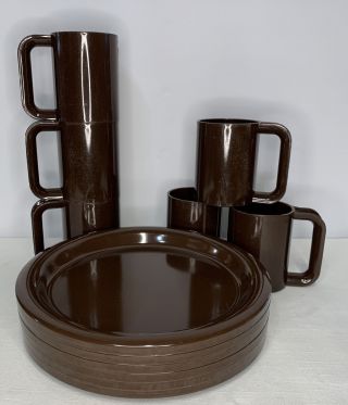 Ingrid Ltd.  Chicago,  Stax Melamine Mugs & Plates,  Set Of 6/ Vintage