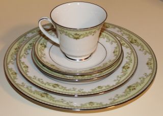 Vintage Noritake China 5pc Place Setting Raleigh Cup,  Saucer Dinner Plate,  (d)