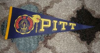 Vintage University Of Pittsburgh Pennant:12 X 29 Inch
