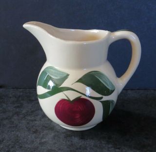 Vintage Watt Apple With 3 Leaves Pitcher Creamer 4 1/4 " Farmhouse Country 62