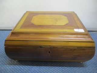 Antique Georgian 19th Century Rosewood And Satinwood Work Box,  Later Interior.