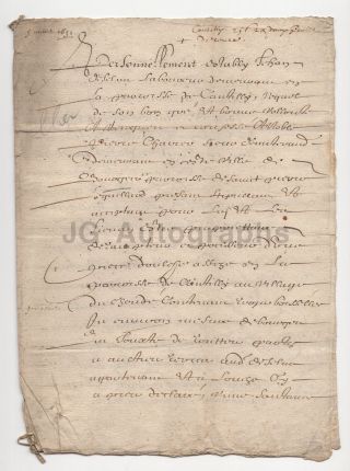 Antique French Manuscript Document Signed 6 Pages (circa 1600s)