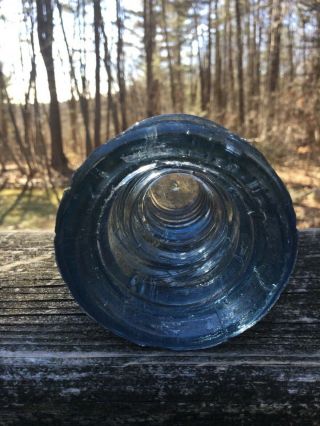 Antique Glass Insulator Steel Blue CD 121 W.  F.  G Co.  Denver Colorado 3