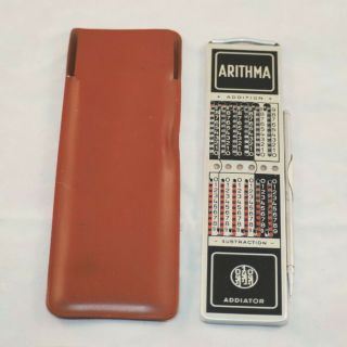 Vintage Addiator Arithma Mechanical Calculator With Case - Made In Germany
