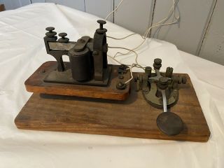Antique Vintage Jh Bunnell Kob Telegraph Sounder & Key Set 4 Ohms