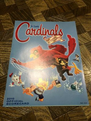 2010 St.  Louis Cardinals Baseball Scorecard Busch Stadium Houston Astros