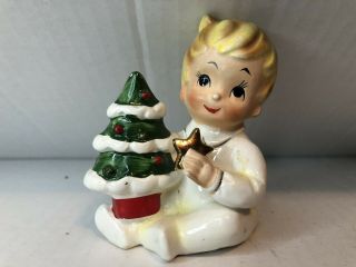Vintage Christmas Blonde Baby Boy Angel Figurine Holding Star George Good Japan
