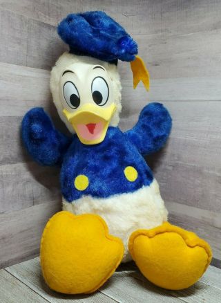 Vntg Walt Disney Productions Donald Duck 13 " Plush Rubber Face California Toys