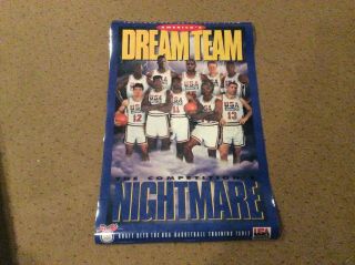 Vintage 1992 Kraft Usa Olympic Basketball Dream Team Poster Jordan Bird Johnson