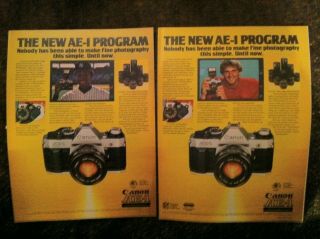 2 Vintage Print Ads 1983 Si Canon Ae - 1 Camera Randolph & Theismann