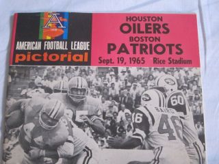 1965 Afl Football Program Houston Oilers Vs.  Boston Patriots