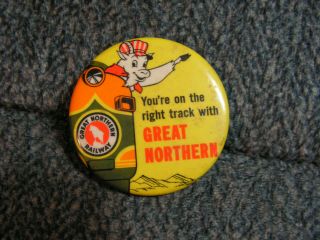 Vintage Train Pin Great Northern Railway Railroad Button