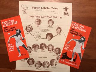 1978 Boston Lobsters World Tennis Team - Martina Navratilova - Ticket Forms