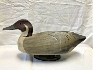 Vintage Antique Wood Carved Duck Decoy Glass Eyes Signed
