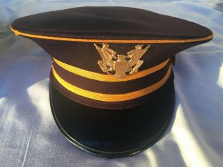 Vintage Marching Band Hat Uniform Ostwald Black & Gold Eagle Wool Sz 73/8 Lg Ovl