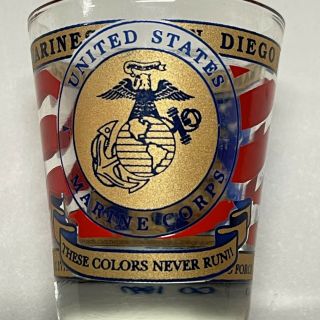 Vtg United States Marine Corps Usmc Shot Glass With Bulldog Mascot San Diego