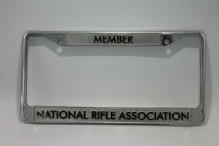 Vintage Nra Member National Rifle Association Silver Metal License Plate Frame