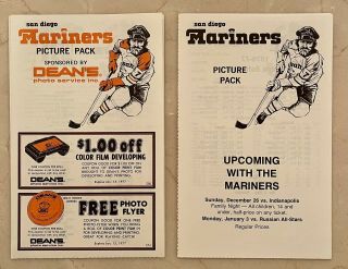 San Diego Mariners (2) 1976 - 77 Picture Packs 5x8 Wha Hockey