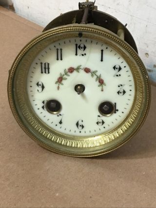 Antique French Mantle Clock Movement W/ Floral Wreath Decoration Japy Style