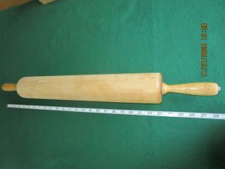 Vtg Wooden Rolling Pin Maple Wood Rowoca Made In Canada Commercial Huge 28 " X3 "