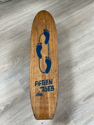 Vintage Nash Fifteen Toes Skateboard Wooden Deck Blue Paint 1