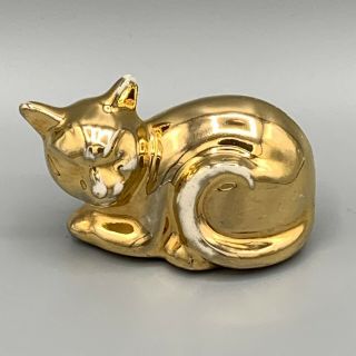 Vintage Homer Laughlin Harlequin Maverick Cat Figurine - Gold