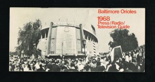 1968 Baltimore Orioles Mlb Baseball Press Media Guide W/ Schedule On Back Cover