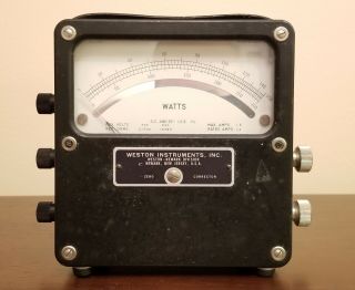 Vintage Weston Watt Meter Made In Usa Metal Dc 25 - 125 Hz