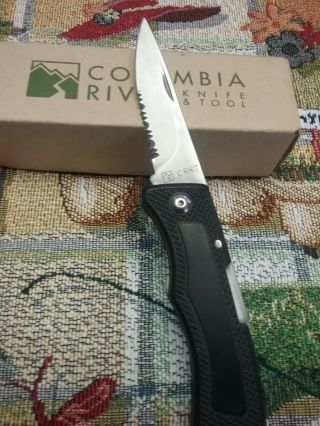 Vintage Crkt Folding Lockback Knife Wrangler Badger Taiwan 6411 Black Handle