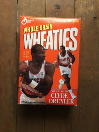 Vintage Wheaties Salutes Clyde Drexler Box General Mills Trail Blazers