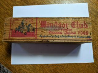 Vintage Wood Windsor Club Cheese Box Made In Wisconsin 9 " X 3 " X 2 - 1/2 "
