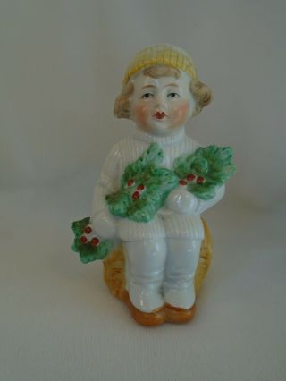 Antique Vintage Painted Bisque German Christmas Figurine With Marks