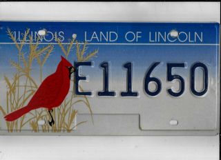 Illinois License Plate " E11650 " Environmental Cardinal Graphic
