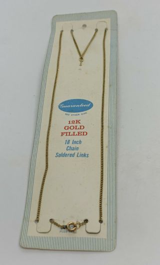 Vtg Nos 12k Gold Filled 18” Necklace Chain On Card