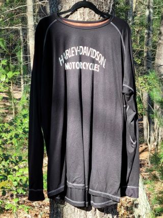 Men ' s Pre - Owned Comfortable Harley Davidson long sleeve black shirt size 5 XL 2