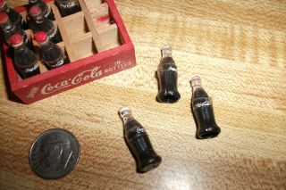 Vintage Oem Mini Plastic Coke Coca Cola Bottles (10) With Red Crate