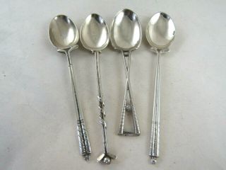 Solid Silver 4 Golf Spoons.  Hallmarked: - Sheffield X 2 & Birmingham X 2