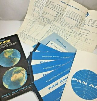 Vintage 1960s Pan Am World Airways Paa Route Map Plus Tickets