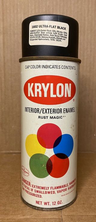 Vintage Krylon 1602 Ultra - Flat Black Spray Paint Can