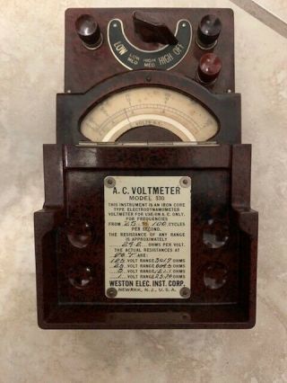 Vintage Ac Voltmeter Weston Electric Instrument Company Model 330