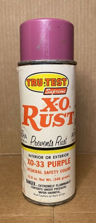 Vintage Tru - Test Supreme X - O Rust Federal Safety Purple Spray Paint Can