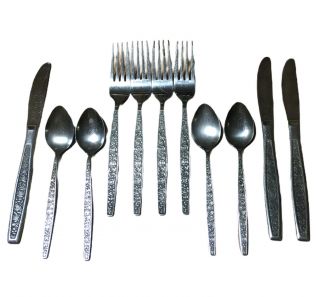 Granada Rose Stainless Steel Japan 4 Dinner Forks 4 Tea Spoons 3 Knives Vintage
