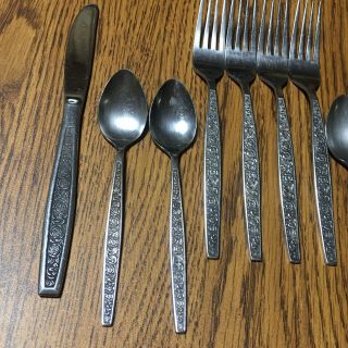 Granada Rose Stainless Steel Japan 4 Dinner Forks 4 Tea Spoons 3 Knives Vintage 2