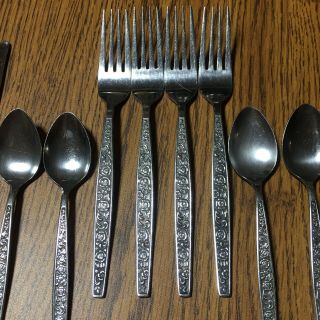 Granada Rose Stainless Steel Japan 4 Dinner Forks 4 Tea Spoons 3 Knives Vintage 3