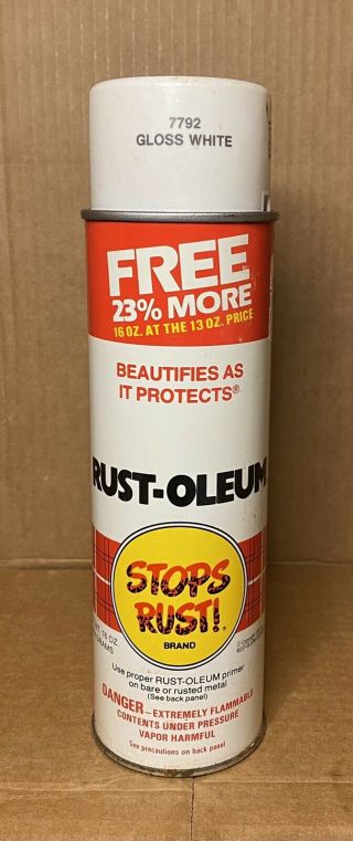 Vintage Rust Oleum 7792 Gloss White Spray Paint Can - 1983
